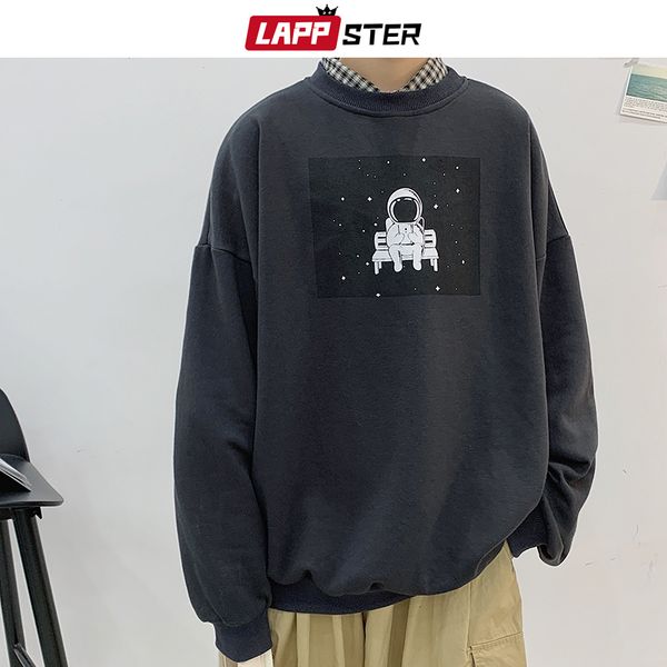 

мужчины harajuku астронавт толстовки кофты 2020 новая весна уличная мужская корейская kawaii толстовка человек негабаритная одежда, Black