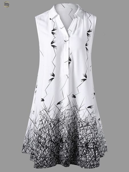 

summer size 2019 plus women 5xl sleeveless graphic longline blouse button monochrome ladies long women clothing, White