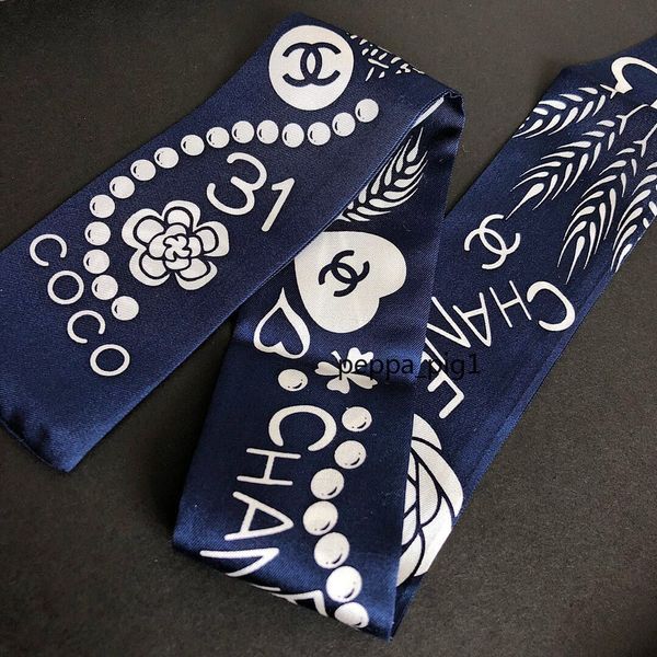

french luxury fashion hair bag ribbon 100% silk scarf latest designer style brand scarf for women spring and summer headband scarves, Blue;gray