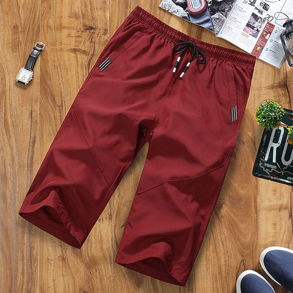 

men's outdoor fast-drying slim recreational sports capri pants beach trousers, White;black