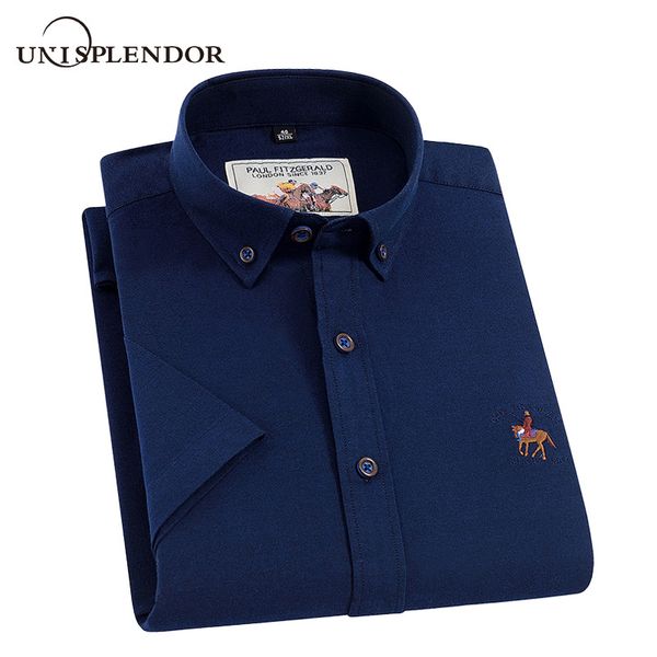 

unisplendor 100%cotton men short sleeve shirts summer mens' s clothing business party man shirt casual soft brand yn10484, White;black