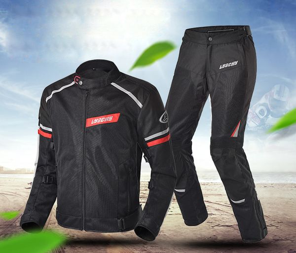 

men summer mesh cloth motorcycle jacket and pants reflective trousers breathable quick dry knight equipment