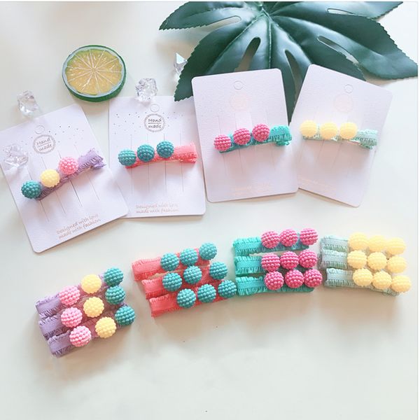 

10pcs/lot sweet candy ball hair clips for girls fluorescent color kids side hair pin cute princess barrette headdress, Slivery;white
