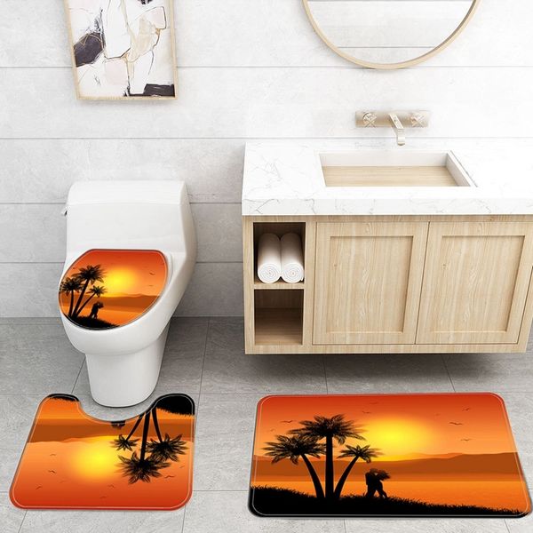 

3 pieces non-slip toilet cover set bathroom decorative toilet seat water tank cover carpet sy334 other bath toilet supplies