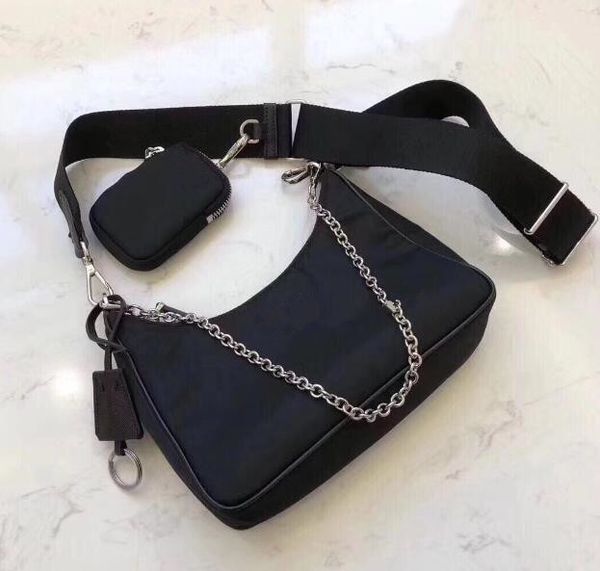 

new 2 in 1 bags nylon waistbag chest pack bag purse match fabric tote canvas handbags chains tote parachute fabric bag crossbody purse