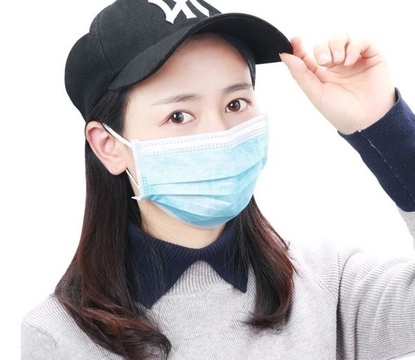 

dhl ship in stockblue facedust with three layer mask blue filter non woven breathable mouth proof masks lrgu