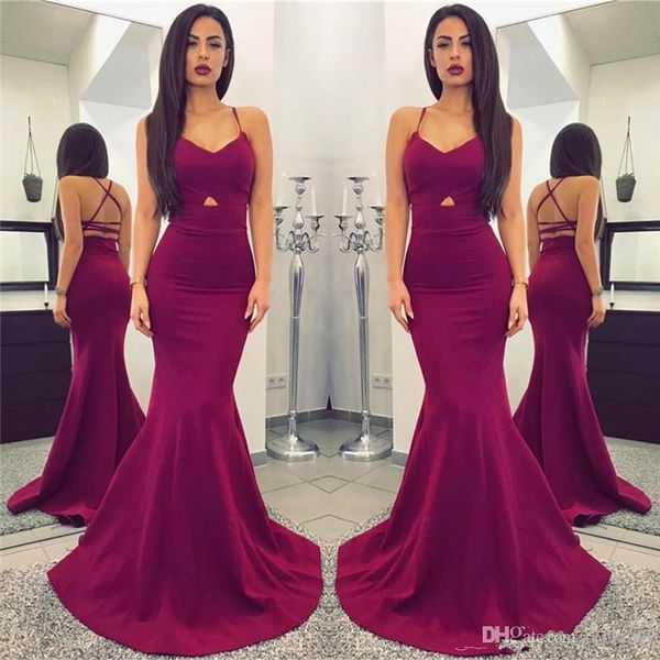 

2019 new simple plum mermaid prom dresses spaghetti straps backless floor length prom dresses vestidos de noiva, Black