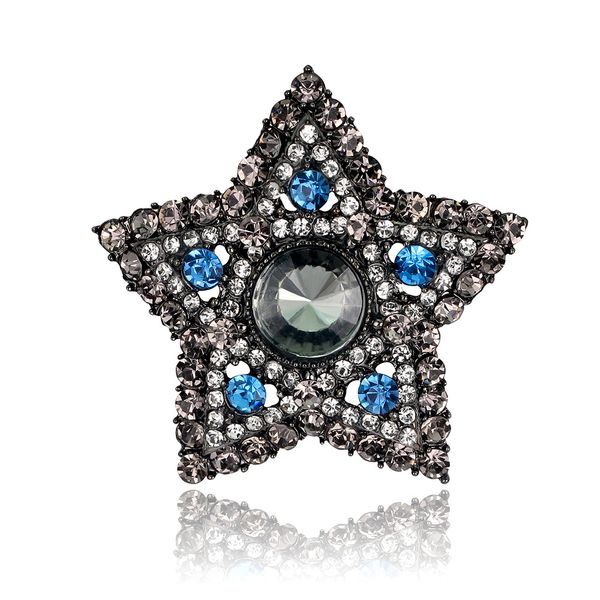 

rhinestone retro brooch alloy crystal brooch star pin wholesale, Gray