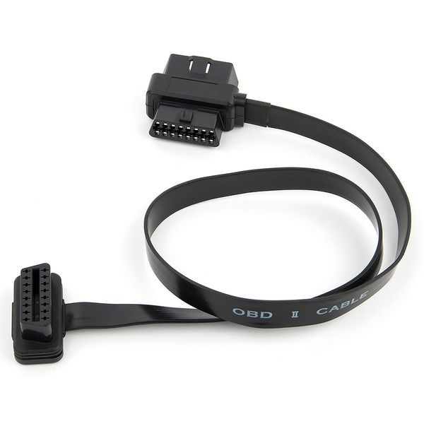 

obdii obd2 16pin 90 degree angle male to female diagnostic extender connector cable splitter flat thin as noodle 60cm