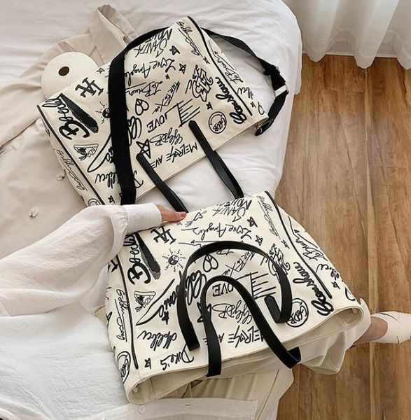 

graffiti canvas bag women and men cross-body large capacity handbags lady shipping totes shoulder bags