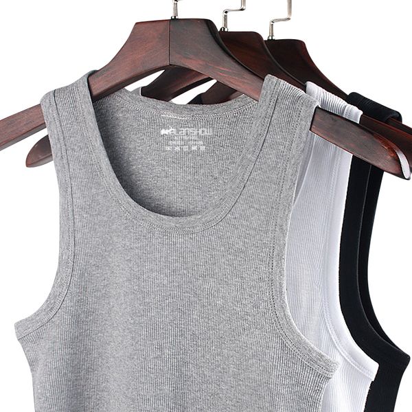 

Summer Men Undershirt Cotton Male Sleeveless Muscle Vest Cotton Undershirts Seamless Underwear Clothing Fitness Gym Clothes