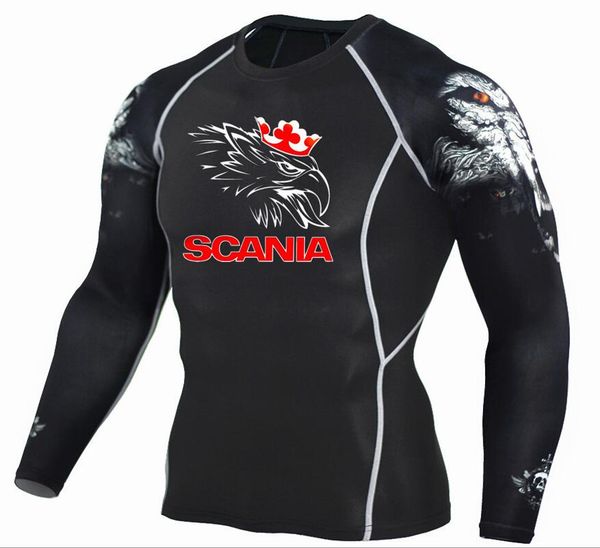 

mens mma fitness t shirts fashion 3d teen wolf long sleeve compression shirt bodybuilding scania printing clothing, White;black