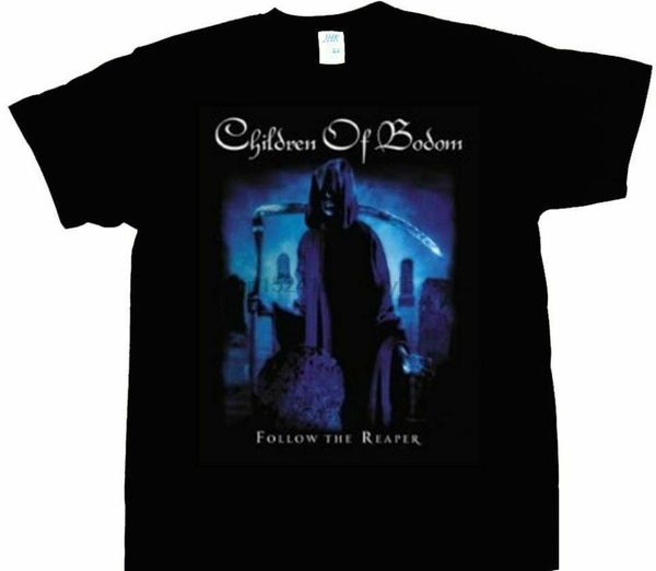 

children of bodom follow the reaper black t-shirt, White;black