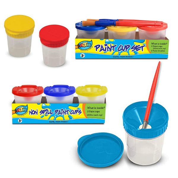 

spill proof paint cups 200ml for washable gouache paint kids school finger