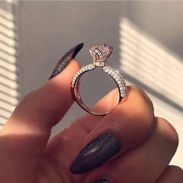 

zhenrong wish new inlaid zircon crown ring european and american fashion 14k rose gold plated wedding party jewelry