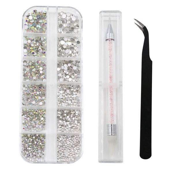 

6 sizes crystals nail art rhinestones and clear crystal rhinestones rhinestone with tweezers and rhinestone picking pen tools