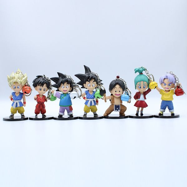 

7шт / серия mini dragon ball z keychain супер саян сон гохан гок фигура dragonball фигурка стволы вегет чича лазурь freeza игрушка, Silver