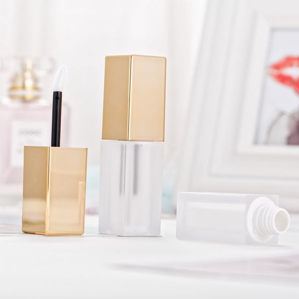 

5ml frosted plastic lip gloss tubes with gold lid empty liquid lipstick mini sample cosmetic container