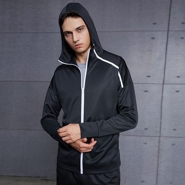 

vansydical autumn winter sports jackets men's gym hoodies zipper long sleeve outdoor fitness workout running sportswear, Black;red