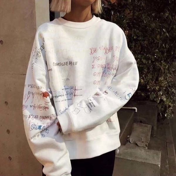 

seasson5 x edr calabbasas рисованные каракули свитер свободные повседневная мода хип-хоп уличная спорт sweartshirt m-xl hflswy084, White;black