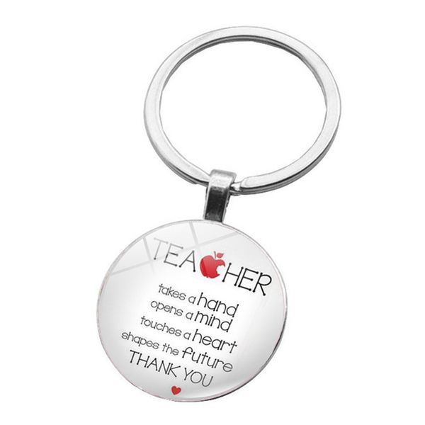 

new teachers gifts great teacher keychain teaching is a work of heart key chain ring holder men women jewelry teachers's day, Silver