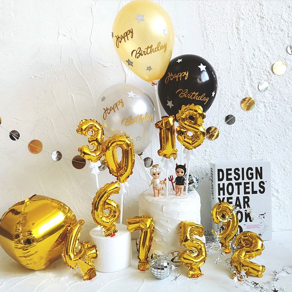 

5inch gold silver foil number balloon cake er wedding anniversay party supply baby birthday dessert cake table decoration