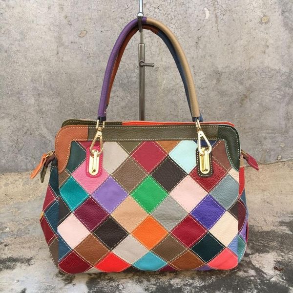 

genuine leather women's bag wholesale processing customized portable messenger bag genuine leather color matching