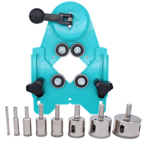 

9pcs 4-83 mm drill guide vacuum base sucker with 5-50 mm diamond coated glass drill bit fit tile glass hole saw openings locator