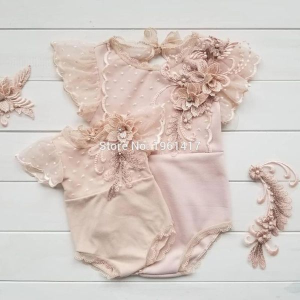 

ins newborn baby girl ruffle lace princess romper jumpsuit summer clothes grils pgraphy props, Blue