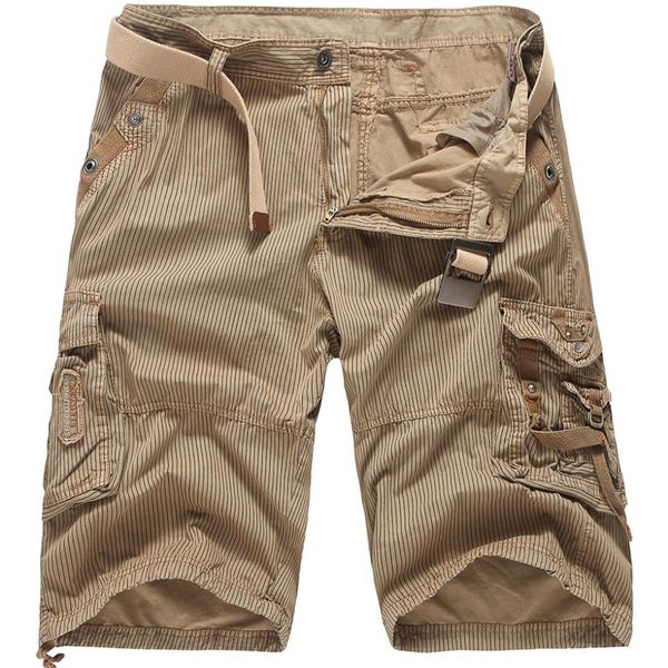 

2019 new summer men's cargo pants and shorts european and american striped men's pure cotton five-minute pants, White;black