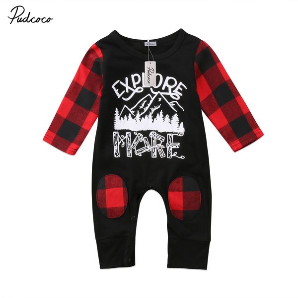 

Adorable Kids Boy Girl Fashion Plaid Romper Jumpsuit Long Sleeve Cotton Plaid Clothes Outfit