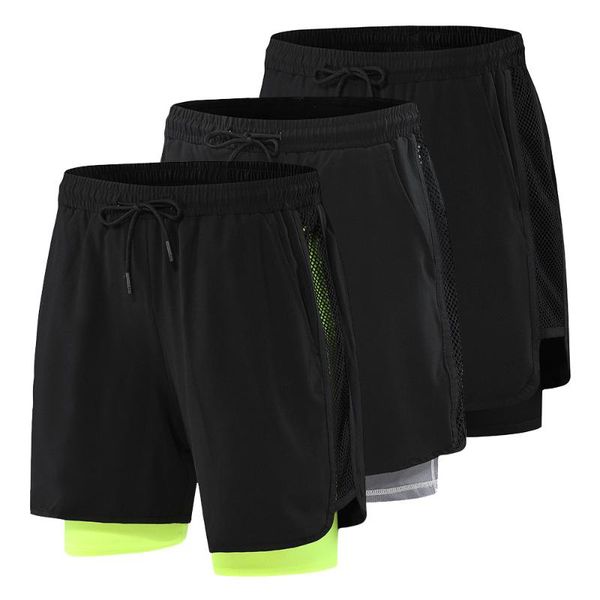 

running shorts men's fitness bodybuilding summer gym sportswear breathable net quick-drying jogging beach, Black;blue