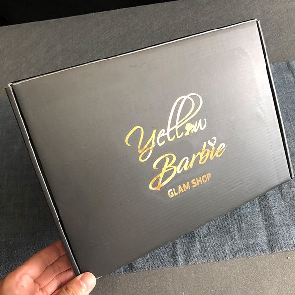 

black box 100pcs custom logo packaging folding carton fit for clothes scarf, dress packaging and hair wigs gift box