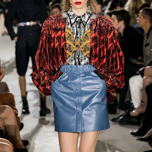 

2019 new fashion genuine sheep leather skirt e47, Black