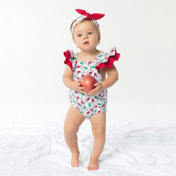 

infant clothing 2019 toddler baby girls print ruffles sleeveless romper+hair band outfit set red newborn baby girl clothes, White