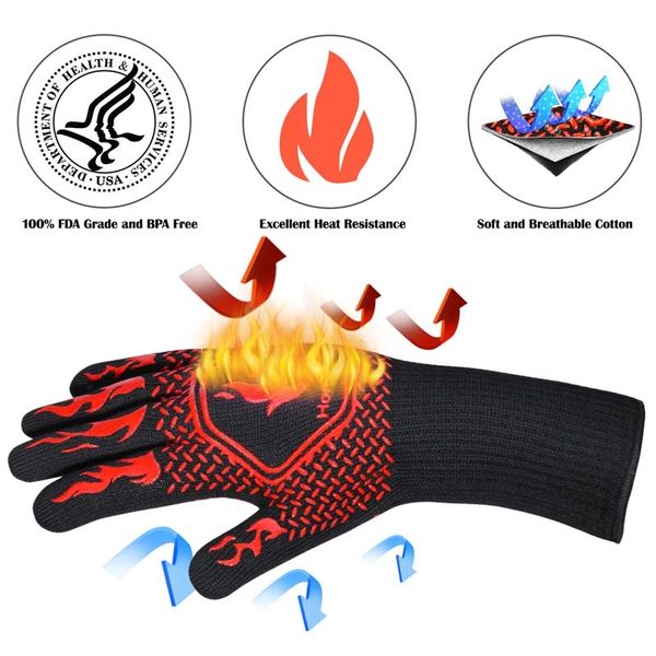 

1 pair oven mitt heat resistant lower than 800 cotton silicone protective bbq grilling gloves accessories other bakeware