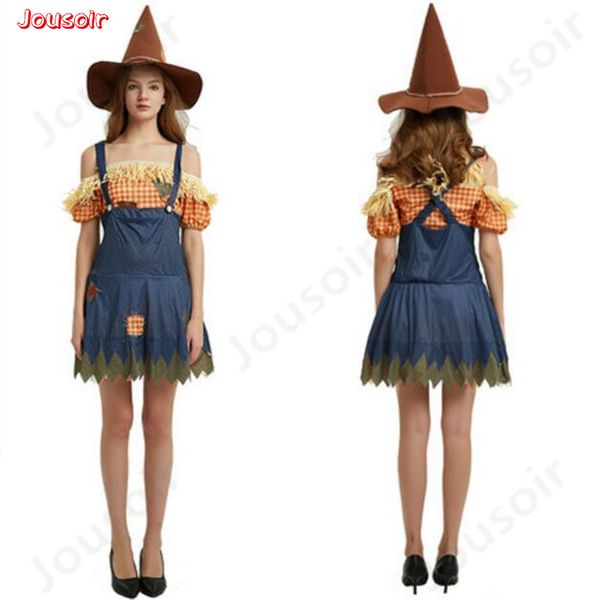 

christmas halloween party scarecrow female witch skirt cosplay clothing dress cd15 t02, Black;red