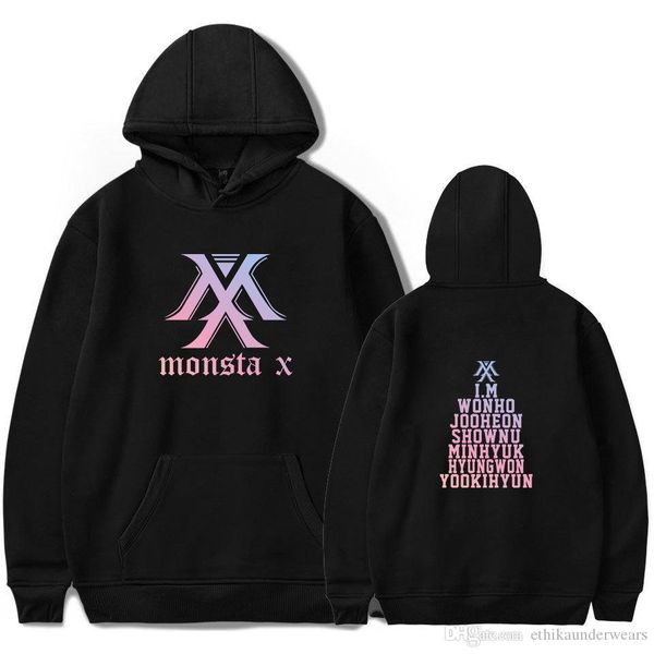 

команда x monsta толстовка с капюшоном мужчины женщины 19ss горячие фуфайки подростковая одежда пуловеры, Black