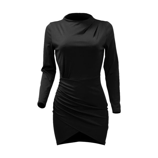 

женская мода сплошной цвет bodycon платья новое прибытие горячие женские платья с длинным рукавом роскошные уличная одежда осень-зима платье, Black;gray