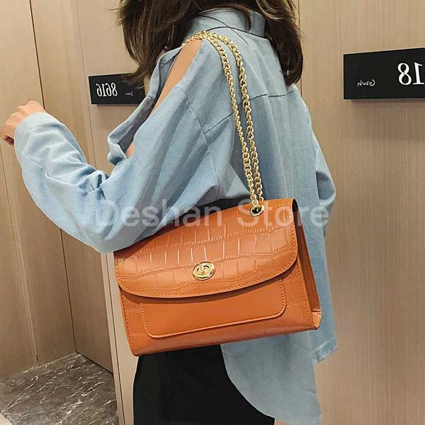 

european retro crocodile pattern female big bag 2020 new quality leather women's handbag chain shoulder messenger bag