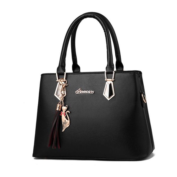 

ladies bag handbag single should diagonal bag leather fashion simple wild large-capacity tassel 2pc temperament h1