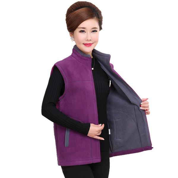 

2019 autumn winter vest middle-aged women plus size warm fleece vest womens stand collar fashion casual coat female 5xl pz1304, Black;white