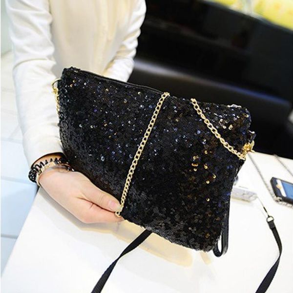 

zipper evening party chain club large capacity shoulder bag sequins fashion detachable strap glitter women