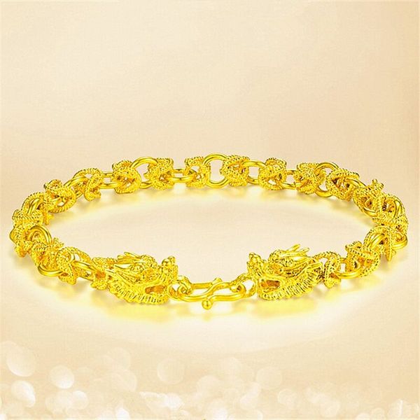 

gold star hip hop jewelry men's 24k gold bracelet dragon link bracelet hand made rock street fashion drop shipping, Black