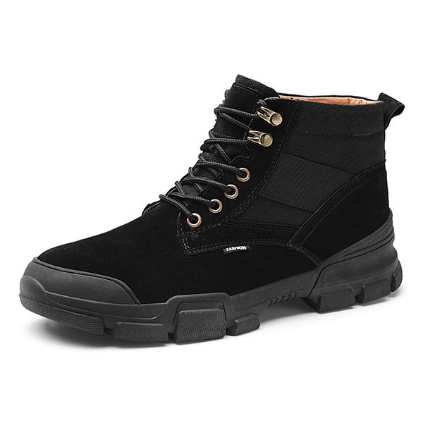 

england style men casual autumn winter ankle boots lace-up platform cow suede leather tooling shoes outdoor youth boot zapatos, Black