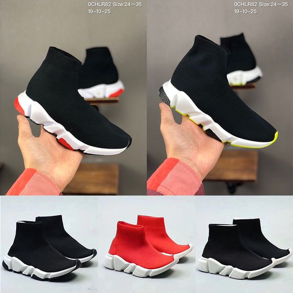 

pairs speed trainer kids sock shoes boots toddler boys girls youth socks sneakers black red platform kid children outdoors shoes 24-35