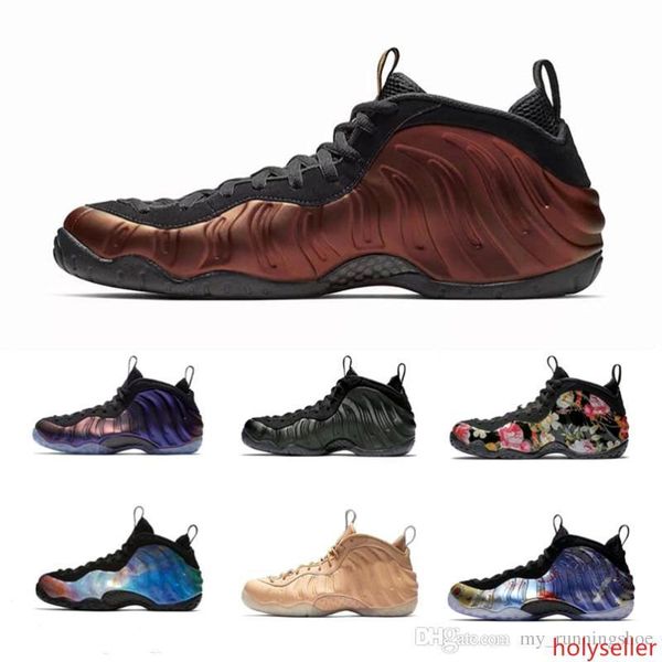 

2019 foam one pro men basketball shoes penny hardaway tan galaxy 2.0 metallic gold floral eggplant foams 1 sports sneakers size40-47