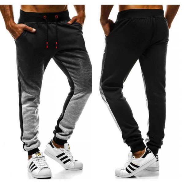 

casual designer gradient fashion pants comfortable breathable full length fitness men mens new pants sport clothing rnaul, Black