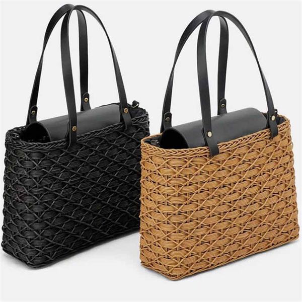 

designer handbags new black straw bag natural rattan shoulder bag beach handbags weaving handmade crossbody bag