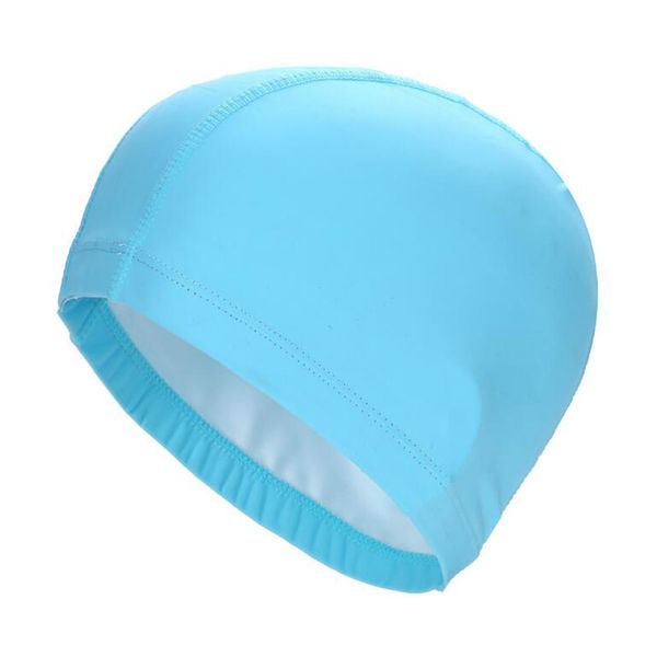 

waterproof swim cap swimming pool swimming cap pu stretch fabric to protect ears long hair